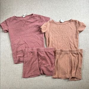 Kate Quinn Ribbed Kids' Set in Pink and Peach